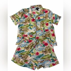 Cynthia Rowley Sleepwear The Amalfi Coast Novelty Print Pajama Set Size Medium